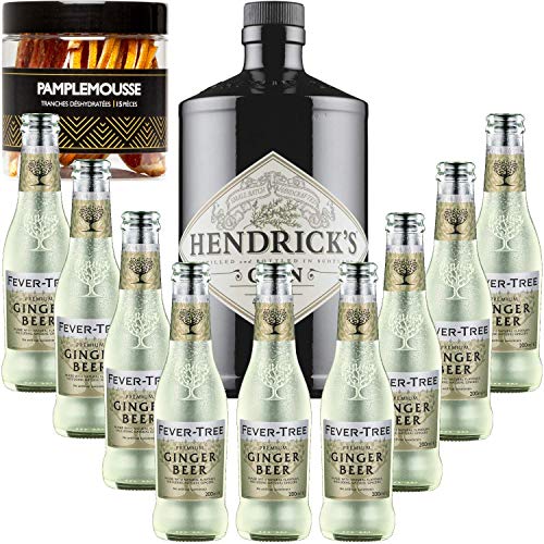 Gintonic - Gin Hendricks 41,3 ° + 9Fever Baum Ginger Beer Water - (70cl + 9 * 20cl) + Pot 15 Scheiben Grapefruit getrocknet. von Wine And More