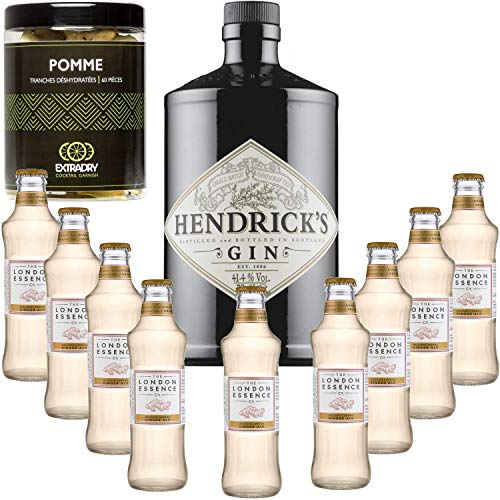 Gintonic - Gin Hendricks 41,3 ° + 9London Essence „Ginger Ale‚- (70cl + 9 * 20cl) + Pot 60 Scheiben dehydriert Apfel. von Wine And More