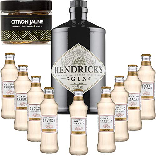 Gintonic - Gin Hendricks 41,3 ° + 9London Essenz „Ginger Ale‚- (70cl + 9 * 20cl) + Pot 20 Scheiben Lemon Yellow getrocknet. von Wine And More