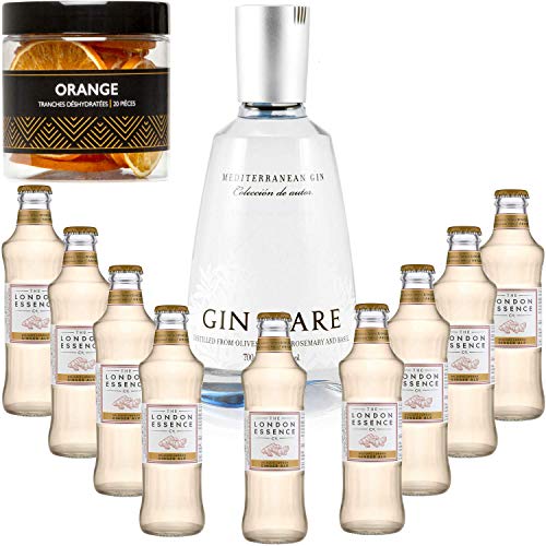 Gintonic - Gin Mare 42,7 ° + 9London Essence"Ginger Ale" - (70cl 20cl + 9 *) + 20 Pot orange Scheiben dehydriert. von Wine And More
