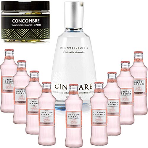 Gintonic - Gin Mare 42,7 ° + 9London Essence"White Peach & Jasmin" - (70cl 20cl + 9 *) + Pot 50 Scheiben Gurke dehydriert. von Wine And More