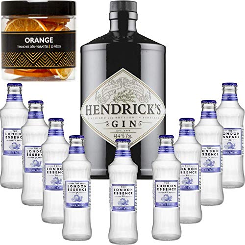 Gintonic - Hendricks Gin 41,3 ° + 9London Essence"Grapefruit & Rosmarin" - (70cl 20cl + 9 *) + 20 Pot Orangenscheiben dehydriert. von Wine And More