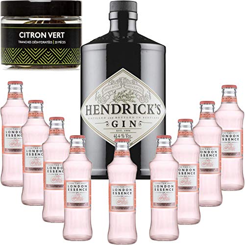 Gintonic - Hendricks Gin 41,3 ° + 9London Essence"White Peach & Jasmin" - (70cl 20cl + 9 *) + Pot 20 Kalkscheiben dehydriert. von Wine And More