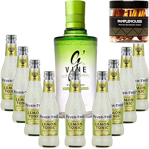 Gintonic Pack - G'Vine + 9 Fever Sicilian Lemon Tree Water - (70cl + 9 * 20cl) + Pot 15 Scheiben Grapefruit getrocknet von Wine And More