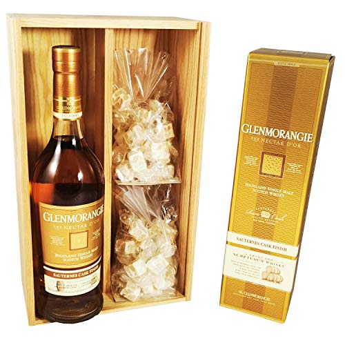 Glenmorangie - Goldener Nektar in Schachtel & 2 * 150 Gramm weiße Nougadets - Jonquier Deux Frères - In Holzkiste von ProvencePremiumRosé