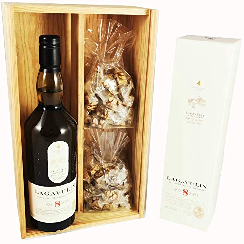 Langaluvin - 8 Jahre Whisky in Box & 2 * 150 Gramm Black Nougadets - Jonquier Deux Frères - In Holzkiste von Wine And More