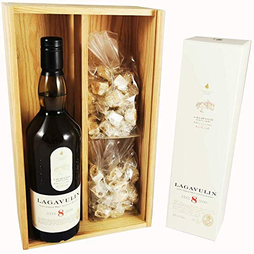 Langaluvin - 8 Jahre Whisky in Box & 2 * 150 Gramm Haselnuss-Nougadets - Jonquier Deux Frères - In Holzkiste von Wine And More