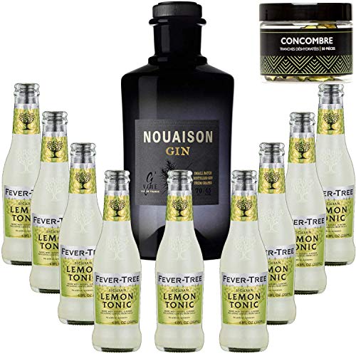 Pack Gintonic - Gin Nouaison + 9 Fever Sicilian Lemon Tree Water - (70cl + 9 * 20cl) + Pot 50 Gurken getrocknet von Wine And More