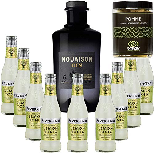 Pack Gintonic - Gin Nouaison + 9 Fever Sicilian Lemon Tree Water - (70cl + 9 * 20cl) + Pot 60 Scheiben von Apple Dehydrierte von Wine And More