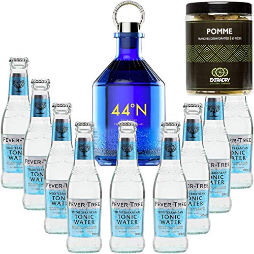 Pack Gintonic - Gin Numero 44 + 9 Fever Tree Mediterranean Water - (50cl + 9 * 20cl) + Pot de 60 tranches de Pomme déshydratées von Wine And More