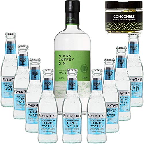Pack Gintonic - Nikka Gin + 9 Fever Tree Mediterranean Water - (70cl 20cl + 9 *) + Pot 50 Scheiben Gurke dehydriert von Wine And More