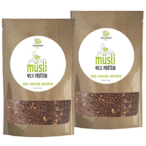 ProVista Protein Müsli 45% - Eiweiss-Muesli Low er Carb 1500g vegan (Schoko) von Provista