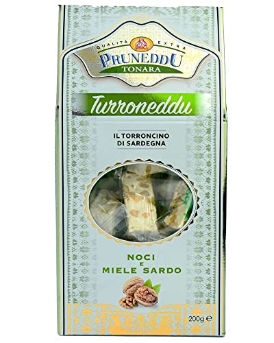 Torroncini mit Walnüssen und Honig aus Sardinien (hart), 200g, Geschenkverpackung, weißer Nougat, Torrone, Pruneddu Torronificio Artigianale von Pruneddu