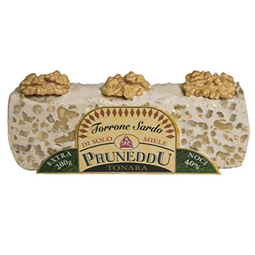 Torrone mit Walnüssen und Honig | ganzes Stück | weißer Nougat (hart) | Torrone | 200g | Pruneddu Torronificio Artigiano Tonara, Sardinien von Pruneddu