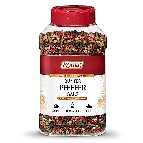 Prymat Gewürze Bunter Pfeffer 350g Ungemahlen Bunte Pfefferkörner für die Mühle geeignet für Fleisch, Fisch, Suppen, Saucen, Brühen, Marinaden Gewürzmischung, im Streuer Prymat Gewürze Bunter Pfeffer 350g Ungemahlen Bunte Pfefferkörner für die Mühle geeignet für Fleisch, Fisch, Suppen, Saucen, Brühen, Marinaden Gewürzmischung, im Streuer von Prymat
