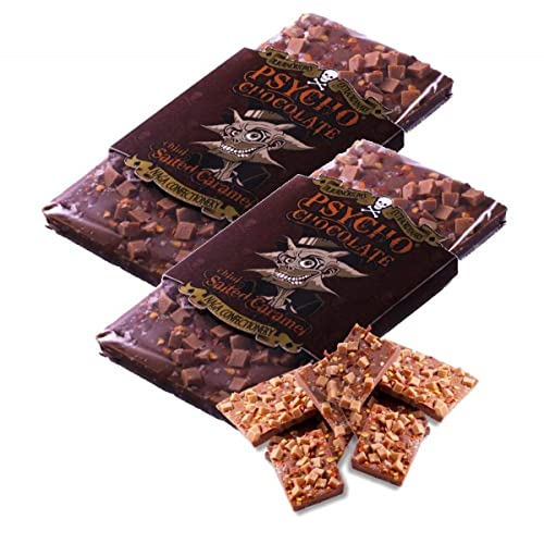 Psycho Juice Chocolate - Chili Schokolade gesalzenes Karamell mit Naga Jolokia (Geisterpfeffer) 2 x 100g Riegel von Psycho Juice