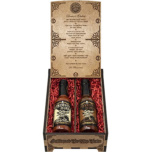Psycho Juice Dark Arts Collection Geschenkbox aus Holz | Rösteter Knoblauch | Chipotle Chili Sauce | 148 ml | Hot Sauce Geschenkset Psycho Juice Dark Arts Collection Geschenkbox aus Holz | Rösteter Knoblauch | Chipotle Chili Sauce | 148 ml | Hot Sauce Geschenkset von Psycho Juice
