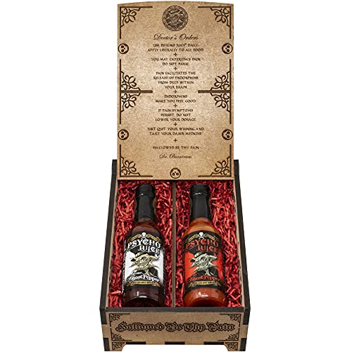 Psycho Juice Dark Arts Collection Holz-Duo-Geschenkbox | 70% Ghost Pepper | Extreme Chilisauce | 148 ml | Hot Sauce Geschenkset Psycho Juice Dark Arts Collection Holz-Duo-Geschenkbox | 70% Ghost Pepper | Extreme Chilisauce | 148 ml | Hot Sauce Geschenkset von Psycho Juice