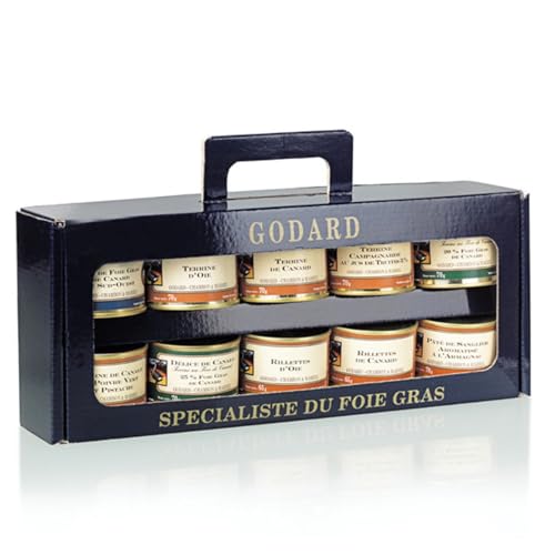Geschenkset Gourmand Godard, Spezialist für Fettleber, 10 Terrinen und Rilletten aus Ente und Gänse von Ptiparis