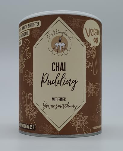 Chai Pudding | Ohne Zuckerzusatz – nur mit Dattelsüße | 280 g für 8 Portionen | Cremiges Dessert mit Zimt, Kardamom & Ingwer | Vegan zubereitbar | Puddingland Original Chai Pudding | Ohne Zuckerzusatz – nur mit Dattelsüße | 280 g für 8 Portionen | Cremiges Dessert mit Zimt, Kardamom & Ingwer | Vegan zubereitbar | Puddingland Original von Puddingland