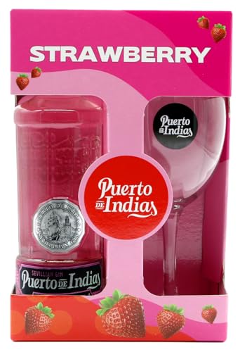 Puerto de Indias Strawberry Gin Onpack mit Copa Glas (1 x 700ml) von Puerto de Indias