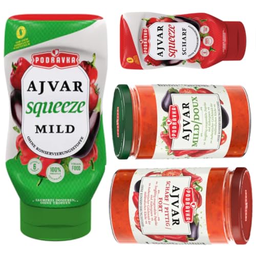 Ajvar Probierpaket Gemüsedip eine köstliche, traditionelle Beilage Soße Sauce 1320 gramm von Pufai