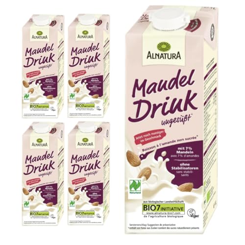 Alnatura Mandel Drink ungesüßt Ein veganer, ungesüßter Mandeldrink in Naturland-Qualität 1 lt x 5 STÜCK von Pufai