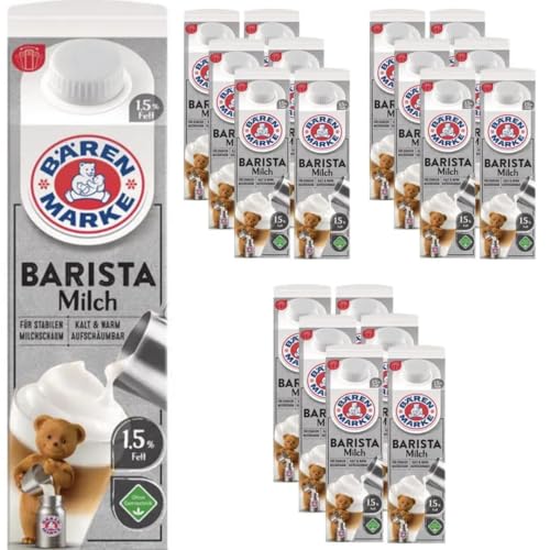 Bärenmarke Milch fettarme H-Milch 1,5% Fett, Barista, je 1 Liter, 18 Stück mit pufai grocery Bärenmarke Milch fettarme H-Milch 1,5% Fett, Barista, je 1 Liter, 18 Stück mit pufai grocery von Pufai