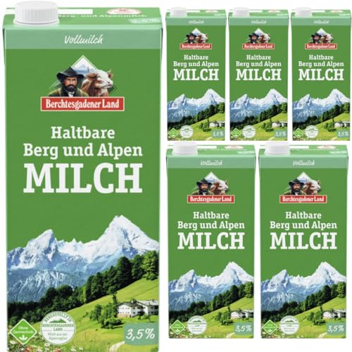 Berchtesgadener Milch Land haltbare Berg und Alpen Milch 3,5% 1000 mililiter x 6 Stück von Pufai