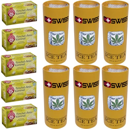 CSwiss The Original Ice Tea 250 Ml x 6 Stück + Teekanne Fenchel-Anis-Kümmel Tee 20 x 3 gramm x 5 er Pack CSwiss The Original Ice Tea 250 Ml x 6 Stück + Teekanne Fenchel-Anis-Kümmel Tee 20 x 3 gramm x 5 er Pack von Pufai