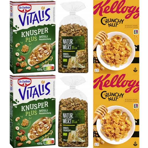 Crunchy Nut 500 Gramm x 2 Stück + Dinkel-Crunchy 500 Gramm x 2 Stück + Knusper Plus Müsli Nussmischung 450 g X 2 Packungen mit PUFAI GROCERY Crunchy Nut 500 Gramm x 2 Stück + Dinkel-Crunchy 500 Gramm x 2 Stück + Knusper Plus Müsli Nussmischung 450 g X 2 Packungen mit PUFAI GROCERY von Pufai