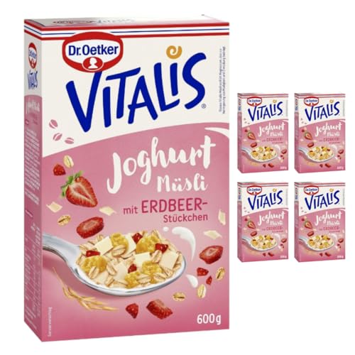 Dr. Oetker Vitalis Joghurt Müsli mit Erdbeer-Stückchen Knusper Müsli 600 g X 5 Packungen von Pufai