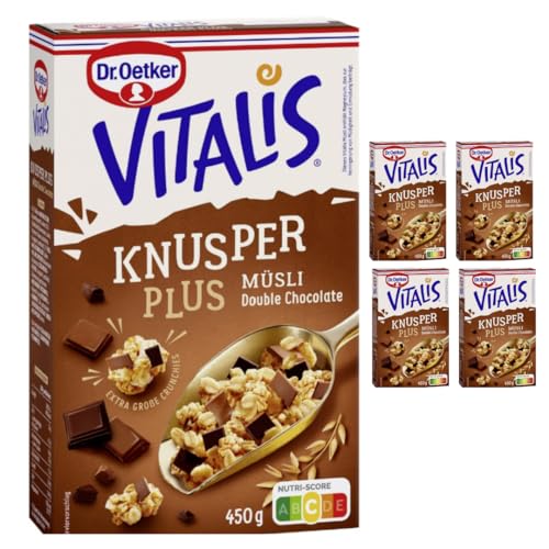Knusper Müsli Plus Double Chocolate 450 g X 5 Packungen Knusper Müsli Plus Double Chocolate 450 g X 5 Packungen von Pufai
