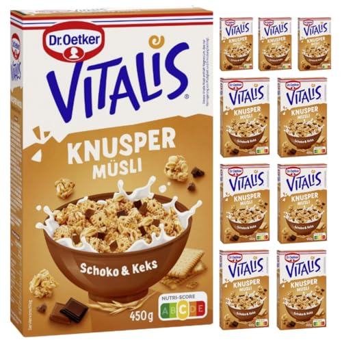 Dr. Oetker Vitalis Knusper Müsli Schoko & Keks 450 g X 10 Packungen von Pufai