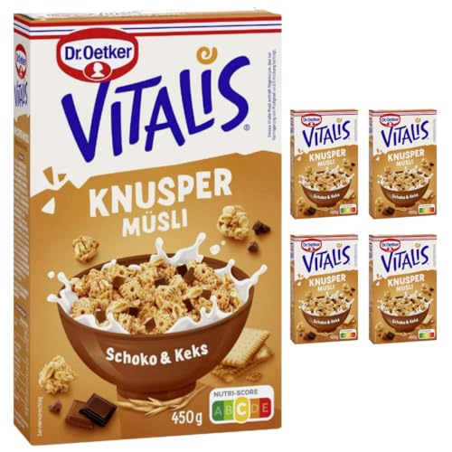 Dr. Oetker Vitalis Knusper Müsli Schoko & Keks 450 g X 5 Packungen von Pufai