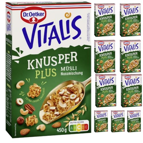 Dr. Oetker Vitalis Knusper Plus Müsli Nussmischung 450 g X 10 Packungen von Pufai