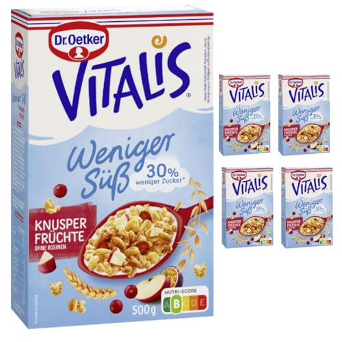 Dr. Oetker Vitalis Weniger süß Knusper Früchte Müsli 500 g X 5 Packungen von Pufai