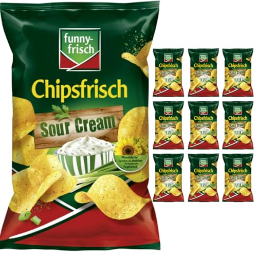 Funny-frisch Chipsfrisch Sour Cream Chips Cracker 150 gramm x 10 Stück von Pufai