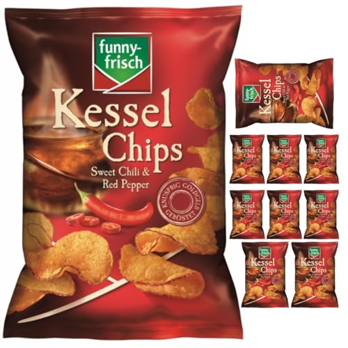 Funny-frisch Kessel Chips Sweet Chili & Red Pepper 120 gramm x 10 Stück von Pufai