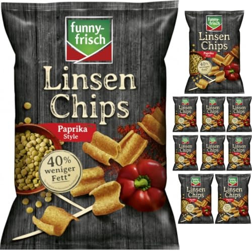Funny-frisch Linsen Chips Paprika Style Chips Cracker 90 gramm x 10 Stück von Pufai