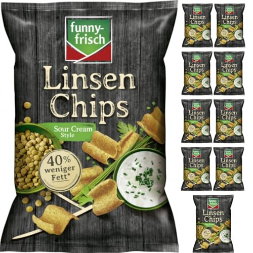 Funny-frisch Linsen Chips Sour Cream Style Chips Cracker 90 gramm x 10 Stück von Pufai