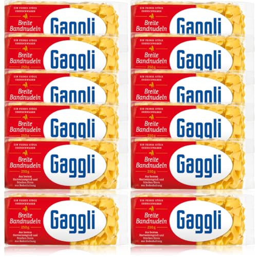 Gaggli Bandnudeln breit pasta nudeln 250 gramm x 12 Stück von Pufai