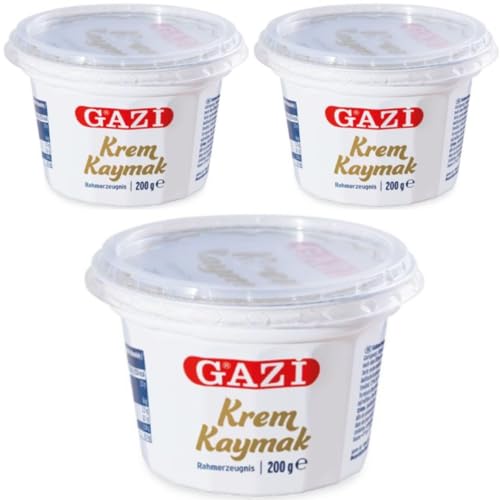 Gazi Creme Cremeprodukt kaymak 100% KUHMILCH Fettgehalt von 23% 200 Gramm x 3 STÜCKE mit Pufai Lebensmittelgeschäft Gazi Creme Cremeprodukt kaymak 100% KUHMILCH Fettgehalt von 23% 200 Gramm x 3 STÜCKE mit Pufai Lebensmittelgeschäft von Pufai