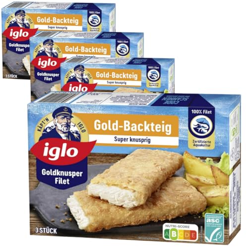 Iglo Goldknusper Filets Gold-Backteig 300 Gramm, 4 Er Iglo Goldknusper Filets Gold-Backteig 300 Gramm, 4 Er von Pufai