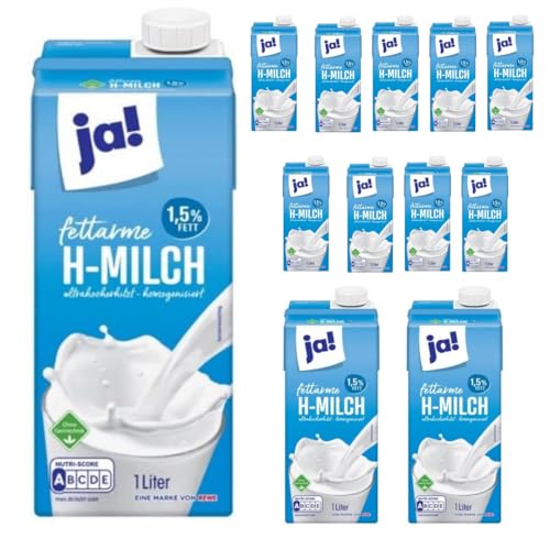 Ja! Milch 1,5% Fett Leckere Kuhmilch je Packung 1 Liter 12 Stück Kuhmilch x 12 Packung von Pufai