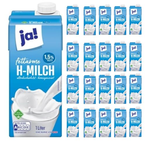 Ja! Milch 1,5% Fett Leckere Kuhmilch je Packung 1 Liter 21 Stück Kuhmilch x 21 Packung von Pufai