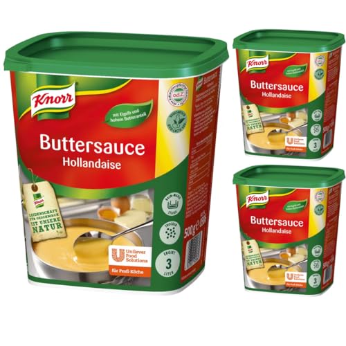 Knorr Buttersauce Hollandaise Sauce Soße 500 Gramm (3,5 Lt) x 3 STÜCK + Pufai von Pufai