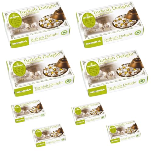 Koska, Mini-Türkisches Vergnügen mit extra Pistazien, türkische Süßwarenspezialität 125 g x 8 Stück Koska, Mini-Türkisches Vergnügen mit extra Pistazien, türkische Süßwarenspezialität 125 g x 8 Stück von Pufai