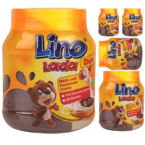 Lino Lada Duo - Milch und Haselnuss Creme Chocolate Spreads Schokoladenaufstriche 350 Gramm x 5 STÜCK von Pufai