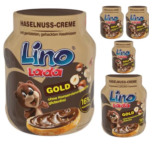 Lino Lada Gold- Milch und Haselnuss Creme Chocolate Spreads Schokoladenaufstriche 350 Gramm x 5 STÜCK mit Pufai Grocery Lino Lada Gold- Milch und Haselnuss Creme Chocolate Spreads Schokoladenaufstriche 350 Gramm x 5 STÜCK mit Pufai Grocery von Pufai